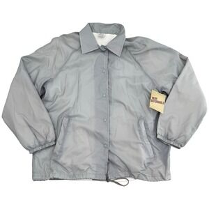 SEARS Gray Nylon Lined Coach Jacket Snap Button Windbreaker Mens XL